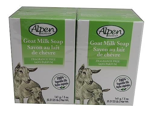 Alpen Secrets Fragrance Free Goat Milk Soap, 140 gr (Pack of 4)
