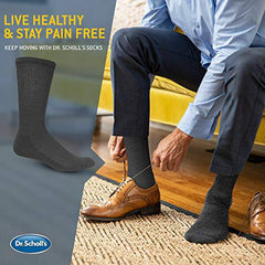 Dr. Scholl's Men's 4 Pack Diabetic and Circulatory Non-Binding Crew Sock, White, Shoe Size:7-12