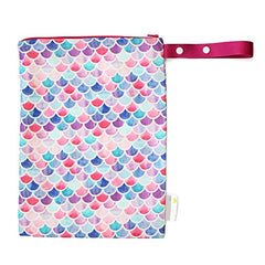 Itzy Ritzy Sealed Wet Bag with Adjustable Handle - Washable & Reusable Wet Bag with Water Resistant Lining Ideal for Swimwear, Diapers, Gym Clothes & Toiletries; Measures 11" X 14", Mermaid