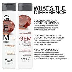 Celeb Luxury Intense Color Depositing Colorditioner Conditioner + Bondfix Bond Rebuilder, Vegan, Sustainably Sourced Plant-Based, Semi-Permanent, Viral and Gem Lites Colorditioners