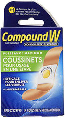 Compound W Wart Remover, One Step Pads - 14 Count - Salicylic Acid, Maximum Strength, For Common/Plantar Wart Removal