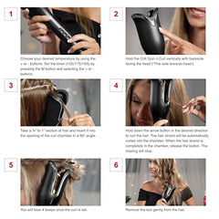 CHI Spin N Curl, Curling Iron For Healthy & Shiny Effortless Curls & Waves, Provides Preset Temperature Settings For Each Hair Texture, Onyx Black