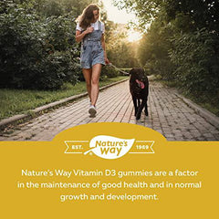 Nature's Way Vitamin D Gummies - Immune and Bone Support - 1000 IU Vitamin D3 per gummy - Strawberry, Peach and Mango Flavoured Gummies - 60 Gummies