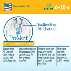 Dr. Brown's PreVent Pacifiers – Glow-In-The-Dark, Stage 2, 6-18 months, 2 Pack, Pink Dinosaur and Planet