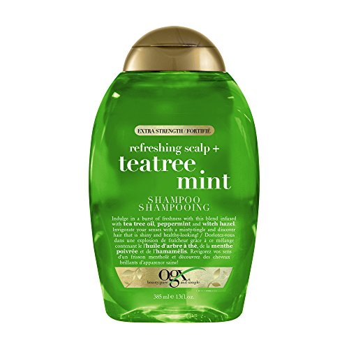 OGX Extra Strength Refreshing Scalp + Teatree Mint Shampoo, Invigorating Scalp Shampoo with Tea Tree & Peppermint Oil & Witch Hazel, Paraben-Free, Sulfate-Free Surfactants, 13 Fl Oz