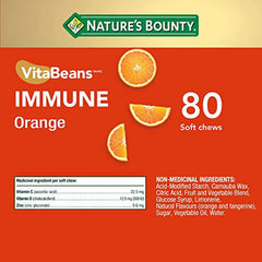 Nature’s Bounty Immune VitaBeans Soft Chews with Vitamin C, Vitamin D and Zinc for Immune Support, Orange Flavour, 80 Chewables
