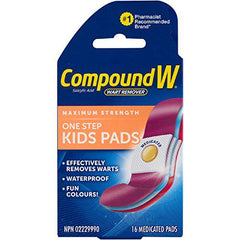 Compound W Wart Remover, One Step Kids Medicated Pads - 16 Count - Salicylic Acid Wart Remover, Maximum Strength