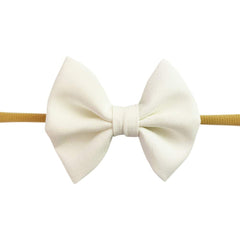 Baby Wisp - Fanny Bow Headband White - Baby Infant Toddler Girls - Newborn to 24 Months