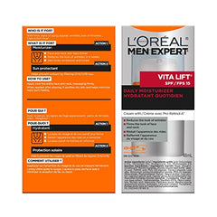 L'Oréal Paris Men Expert SPF 15 Firming & Hydrating Face Cream, Vita Lift, Men Skincare, SPF Moisturizer, 48 mL
