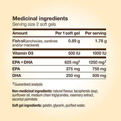 Nature's Way NutraSea Omega-3 and Vitamin D Soft Gels - Fish Oil Supplement with EPA and DHA – Helps Support the Maintenance of Good Health – Mint Flavour, 100 Softgels