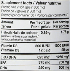 Nature's Way NutraSea Omega-3 and Vitamin D Soft Gels - Fish Oil Supplement with EPA and DHA – Helps Support the Maintenance of Good Health – Mint Flavour, 100 Softgels