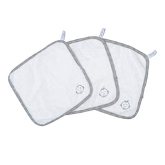 Juddlies - Bamboo 3 Pack Washcloths - White & Driftwood Grey - Newborn Baby Infant Toddler Unisex
