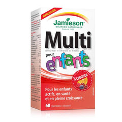 Jamieson Multivitamin Chewable for Kids with Iron, 60 Gummies, Orange, Grape, Cherry and Raspberry Flavours. Supports Growth, Development, Bones and Teeth. No Artificial Colours or Flavours