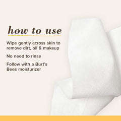 Burt's Bees Refreshing Facial Cleanser Towelettes and Makeup Remover Wipes for All Skin Types with Cucumber & Mint Made with Repurposed Cotton, 30 Count