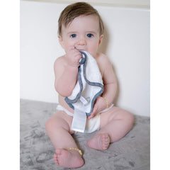 Juddlies - Bamboo 3 Pack Washcloths - White & Driftwood Grey - Newborn Baby Infant Toddler Unisex