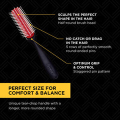 Denman Curly Hair Brush D143-5 Row Styling Mini Brush With Long Handle for Detangling, Separating, Shaping and Defining Curls and Smoothing Hair- For Women and Men