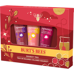 Burt's Bees Squeezy Trio Squeezy Tinted Balm with Berry Sorbet, Sweet Peach, Watermelon Rush, Holiday Gift