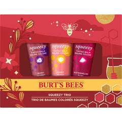 Burt's Bees Squeezy Trio Squeezy Tinted Balm with Berry Sorbet, Sweet Peach, Watermelon Rush, Holiday Gift