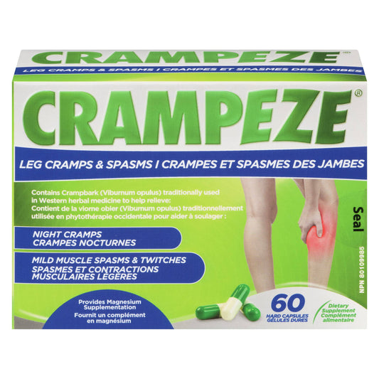 Crampeze Capsules - For Leg Cramps and Muscle Spasms - Formulated For Both Day and Night Use - 60 Count