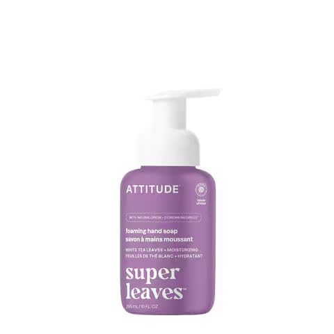 ATTITUDE Foaming Hand Soap, EWG Verified, Dermatologically Tested, Plant and Mineral-Based, Vegan, White Tea Leaves, 295 mL
