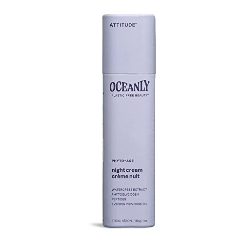 ATTITUDE Oceanly Night Cream Stick, Made in Canada, EWG Verified, Plastic-free, Plant and Mineral-Based Ingredients, Vegan and Cruelty-free Face Moisturizing Products, PHYTO AGE, Unscented, 30 grams