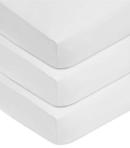 American Baby Company 3 Pack 100% Cotton Jersey Knit Fitted Crib Sheet for Standard Crib and Toddler Mattresses, White, for Boys and Girls