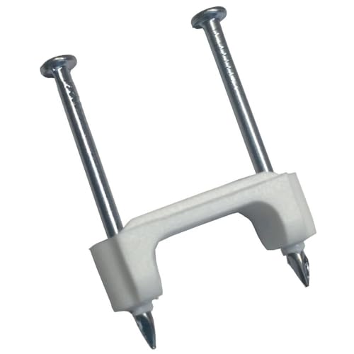 Gardner Bender PS-1550T Plastic Polyethylene NM Cable Staple, Zinc Plated Nail, 1/2 inch., White, 15/Pkg,