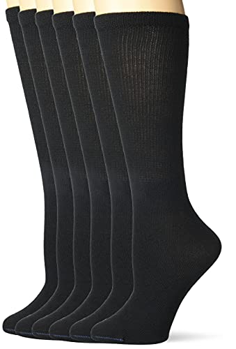 Dr. Scholl's Women's Diabetes & Circulator Socks-4 & 6 Pair Packs-Non-Binding Moisture Management, Black - Crew (6 Pairs), 8-12