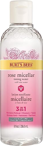 Burt's Bees Rose Micellar Toning Water, 3 in 1 Face Cleanser, Makeup Remover and Toner for all skin types , Alcohol Free, Dermatologist Tested, 1 Count