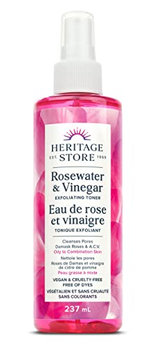 Heritage Store - Rosewater Vinegar Exfoliating Toner | Cleanses Pores & Clarifies | Vegan & Cruelty Free | Free of Dyes | Oily to Combination Skin Type | 237ml, Clear (Pack of 1)