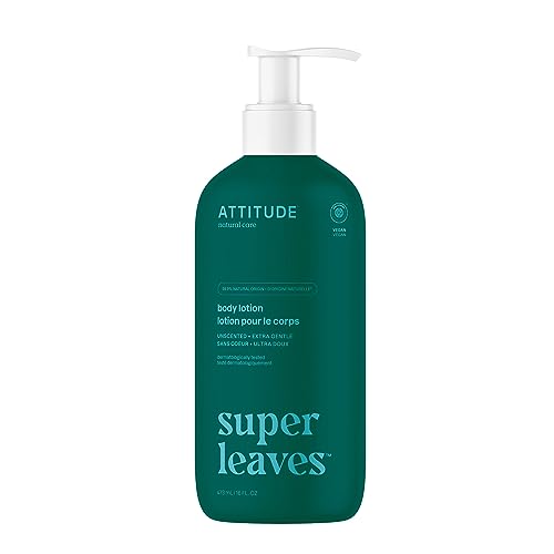ATTITUDE Body Lotion, Made in Canada, EWG Verified Moisturizer, Vegan Skin Care Products, Non-Greasy, Hydrating for Dry Skin, Cruelty Free, Extra Gentle, Unscented, 473 mL