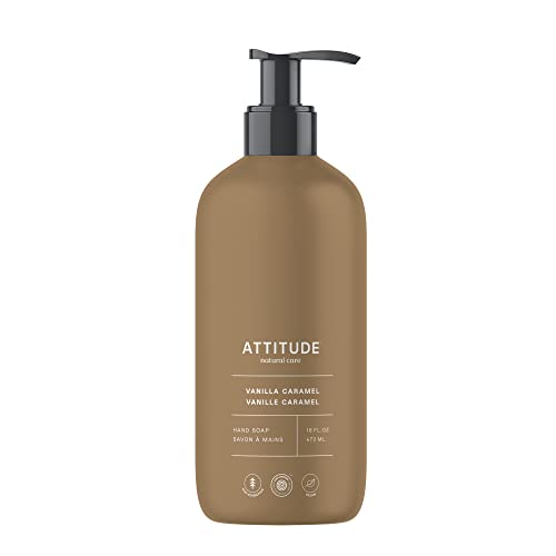 ATTITUDE Liquid Hand Soap, Made in Canada, EWG Verified, Plant and Mineral-Based, Vegan, Dermatologically Tested, Vegan, Vanilla Caramel, 473 mL