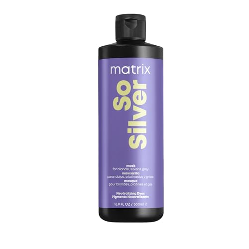 Matrix Hair Mask, So Silver Conditioning Toning Mask, Neutralizes Yellow Tones, Neutralizes Brassy Tones, Tones Blonde and Silver Hair, For Blonde Hair/ Silver Hair/ For Grey Hair, Packaging May Vary