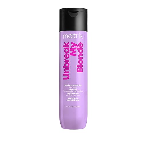Matrix Hair Shampoo, Unbreak My Blonde Strengthening Shampoo, Repairs and Adds Softness and Shine, For Damaged, Lightened and Over Processed Hair, Sulfate-Free, 300ml (Packaging May Vary)