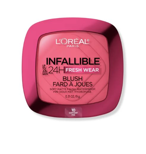 L’Oréal Paris Infallible 24H Freshwear Blush, Long-Lasting, Waterproof & Soft Matte Finish, Confident Pink, 9g