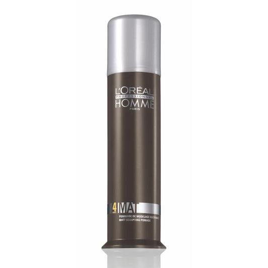 L'Oreal Professionnel Men’s Styling Pomade, For All Hair Types, Provides Medium Hold and Matte Finish