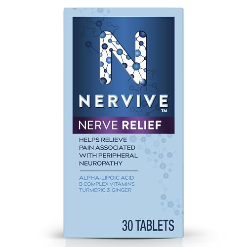 Nervive Nerve Relief, Helps Relieve Pain associated with Peripheral Neuropathy, Alpha Lipoic Acid ALA, Vitamins B1-Thiamine, B6, & B12, Turmeric, Ginger, 30-Day Supply, 30 Count