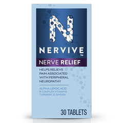 Nervive Nerve Relief, Helps Relieve Pain associated with Peripheral Neuropathy, Alpha Lipoic Acid ALA, Vitamins B1-Thiamine, B6, & B12, Turmeric, Ginger, 30-Day Supply, 30 Count