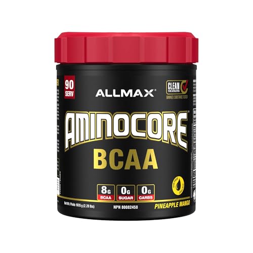 ALLMAX AMINOCORE BCAA Powder for Workout Muscle Recovery & Increased Endurance - Sugar Free, No Fillers 8.18 Grams Bcaas Amino Acids, B Vitamins for Women and Men- 90 Servings | Pineapple Mango, 1035g