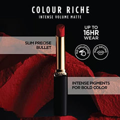 L’Oréal Paris Colour Riche Intense Volume Matte Lipstick - Up to 16H Wear, infused with HYALURONIC ACID - Le Mauve Indomptable, 1.8 g
