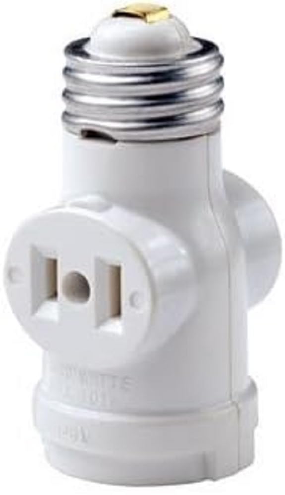 Leviton Lampholder with Two 15 Amp, 125 Volt, 2-Pole, 2-Wire Outlets, 01403-00W, White