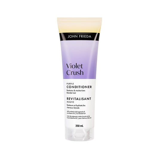 John Frieda Violet Crush Purple Conditioner for Brass Repair of Natural, Colour-Treated, and Bleached Blonde Hair | Neutralizes Brassiness and Yellow tones | Cool tone blonde | Purple Pigments (250 mL) Packaging May Vary