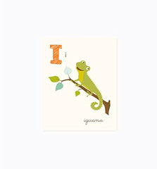 Sea Urchin Studio ABC Wall Art for Kids, I/Iguana