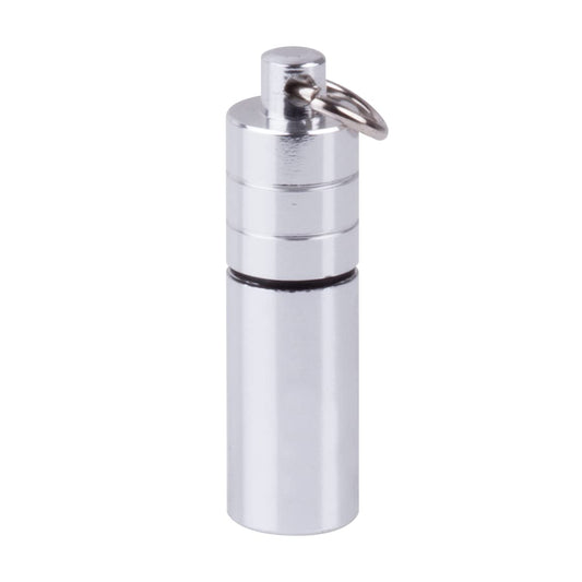 EZY DOSE Keychain Pill Box and Medicine, Vitamin Container, Safe for Money & Travel Items, Metal Canister, Single Small Pill Holder for Nitro Heart Pills, Small Compartments, BPA Free