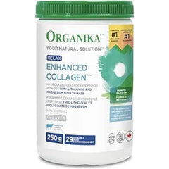 Organika Enhanced Collagen Relax Powder with Magnesium Bisglycinate and L-Theanine- Provides Calming Effect, Aids in Sleep, Sustained Energy Levels Throughout the Day- 250g