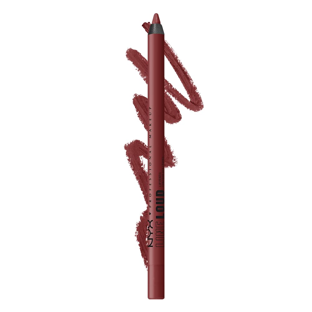 NYX PROFESSIONAL MAKEUP, Line Loud, Waterproof Lip Pencil, Infused with Vitamin E, Vegan Formula - Ten Out Of Ten (Burgundy)