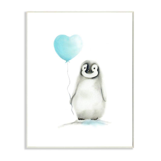 Stupell Industries Home Décor Collection Baby Penguin with Blue Balloon Wall Plaque Art(brp-2057_wd_10x15)