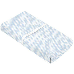 Kushies Baby 100% Breathable Cotton Flannel Contoured Changing Pad Cover with Slits for Safety Straps, 17" x 33" Blue Chevron