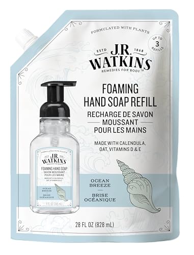 J.R. Watkins Ocean Breeze Foaming Hand Soap Refill Pouch, 828 mL