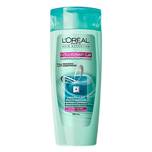 L'Oreal Paris Hair Expertise Extraordinary Clay Shampoo For Oily Roots, Dry Ends, 385 mL